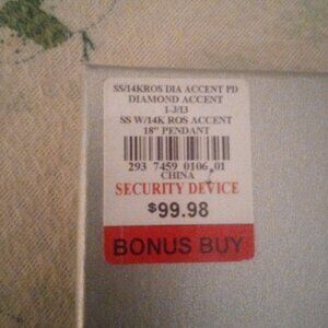 Dia fashion diamond plated 18" pendant NWT